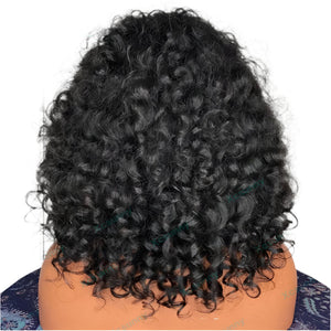 Xcsunny Human Hair Curly Bob Wig With Bangs LaBella's Dazzle